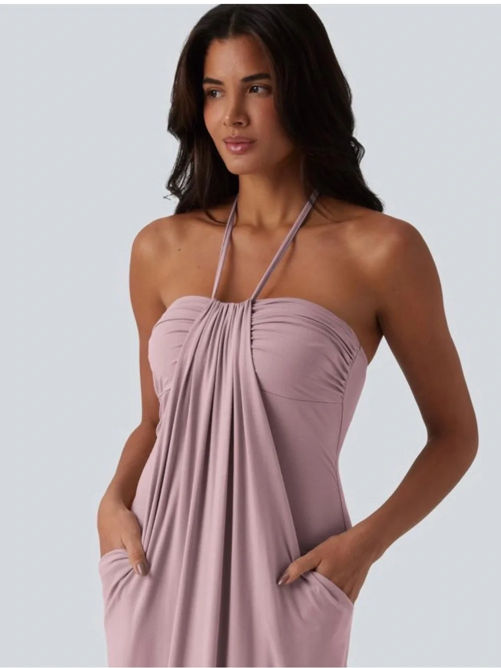 HALARA Strapless Halter Maxi Dress in Dusty Rose - Picture 2 of 11